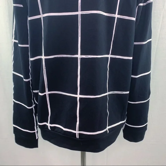 Apt. 9 black windowpane pattern floral detail sweatshirt - Picture 8 of 11